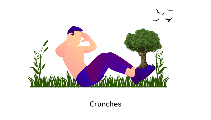 A guy doing crunches in garden