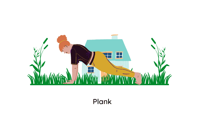 A girl is doing plank in garden