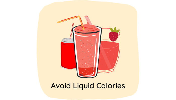 Unhealthy drinks like soda, shake, and juice which cause weight gain