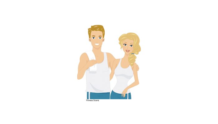 Gym girl and guy standing and smiling - benefits of running
